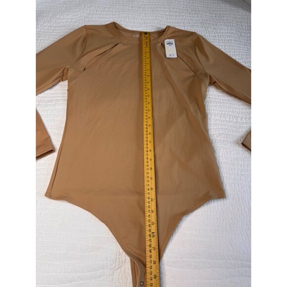 Abercrombie & Fitch Bodysuit Cut Outs Long Sleeve XL Camel Soft Stretch NEW - Picture 5 of 8